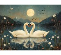 DIY Kit de Pintura de Diamantes, Cisne De La Piscina, 5D Mosaico Bordado Arte de Diamantes, Adecuado Adultos y Niños, Decoración Paredes Dormitorio, Regalos Femeninos 100x140cm YY7N-693