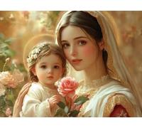 DIY Kit de Pintura de Diamantes, La Rosa De La Virgen MaríA, 5D Mosaico Bordado Arte de Diamantes, Adecuado Adultos y Niños, Decoración Paredes Dormitorio, Regalos Femeninos 80x100cm YY7N-671