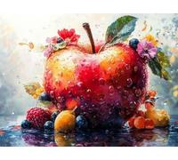 DIY Kit de Pintura de Diamantes, Manzana Roja De Frutas, 5D Mosaico Bordado Arte de Diamantes, Adecuado Adultos y Niños, Decoración Paredes Dormitorio, Regalos Femeninos 90x120cm YY7N-694