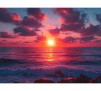 DIY Kit de Pintura de Diamantes, Paisaje De Atardecer, 5D Mosaico Bordado Arte de Diamantes, Adecuado Adultos y Niños, Decoración Paredes Dormitorio, Regalos Femeninos 30x40cm YY7N-739