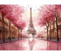 DIY Kit de Pintura de Diamantes, Torre De ParíS De Cerezos, 5D Mosaico Bordado Arte de Diamantes, Adecuado Adultos y Niños, Decoración Paredes Dormitorio, Regalos Femeninos 50x60cm YY7N-846