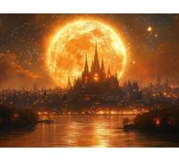 DIY Kit de Pintura de Diamantes, Vista Nocturna Del Sol, 5D Mosaico Bordado Arte de Diamantes, Adecuado Adultos y Niños, Decoración Paredes Dormitorio, Regalos Femeninos 20x30cm YY7N-706