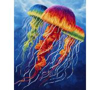 Diy Kit Manualidades Alfombra Medusas Coloridas De Dibujos Animados Kits De Ganchillo Para Hacer Alfombras，Juego De Bordado,Kit De Ganchillo Para Principiantes，Manualidades De Costura 80x115cm