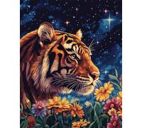 Diy Kits De Bordado Con Cuentas Animal Tigre Y Cielo Estrellado Bordado De Cuentas De Mosaico,Kits De Punto De Cruz Hechos A Mano,Regalo Para Amigos 60x80cm