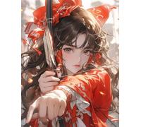 Diy Kits De Bordado Punto Cruz, Chica De Anime Roja 11Ct Cross Stitch Kit De Herramienta De Puntada Cruzada Contada A Mano