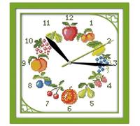 DIY Kits de Bordado Punto Cruz,DIY 11CT Cross Stitch Kit de Herramienta de Puntada Cruzada Contada a Mano-Reloj Atardecer,estilo 5,40x40cm(Sin marco)