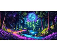 DIY Large Size Diamond Painting Kits， Bosque MáGico 5D Redondo Completo Diamand Pintura Cristal Bordado Cruz Cuadros Crafts，De La Pared Del Hogar Decoración，Regalos Para Jóvenes 40x80cm KH7Y-451