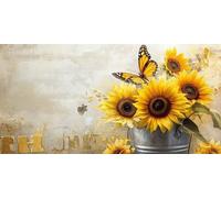 DIY Large Size Diamond Painting Kits， Girasol De Abejas 5D Redondo Completo Diamand Pintura Cristal Bordado Cruz Cuadros Crafts，De La Pared Del Hogar Decoración，Regalos Para Jóvenes 70x140cm KH7Y-443