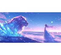 DIY Large Size Diamond Painting Kits， Mujer LeóN 5D Redondo Completo Diamand Pintura Cristal Bordado Cruz Cuadros Crafts，De La Pared Del Hogar Decoración，Regalos Para Jóvenes 20x40cm KH7Y-562