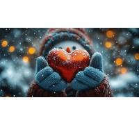 DIY Large Size Diamond Painting Kits， MuñEco De Nieve De Amor 5D Redondo Completo Diamand Cristal Bordado Cuadros Crafts，Pared Del Hogar Decoración，Regalos Para Jóvenes 50x100cm KH7Y-9