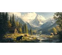 DIY Large Size Diamond Painting Kits， Oso Del Bosque 5D Redondo Completo Diamand Pintura Cristal Bordado Cruz Cuadros Crafts，De La Pared Del Hogar Decoración，Regalos Para Jóvenes 40x80cm KH7Y-511