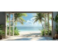 DIY Large Size Diamond Painting Kits， Paisaje De Playa 5D Redondo Completo Diamand Pintura Cristal Bordado Cruz Cuadros Crafts，De La Pared Del Hogar Decoración，Regalos Para Jóvenes 100x200cm KH7Y-520