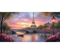 DIY Large Size Diamond Painting Kits， Puente Torre Eiffel 5D Redondo Completo Diamand Pintura Cristal Bordado Cruz Cuadros Crafts，De La Pared Del Hogar Decoración，Regalos Para Jóvenes 20x40cm KH7Y-496