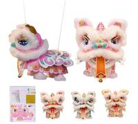 DIY Lion Dance Lantern Craft Kit, Chinese New Year Lion Hanging Paper Lantern, Handcrafted Lunar New Spring Festival Lanterns with Lights String Movable Ears Tail and Feet for Craft Lovers