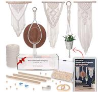 DIY Macrame Kit for Beginners with 5 Macrame Projects Ebook, 58 Pcs Macrame Supplies & 220yd Cotton Yarn | Create Unique Bohemian Decor Craft Projects! Perfect DIY Crafts for Adults!