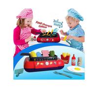 DIY Magic Fry Gourmet Cooking Box, Kitchen Set Toy for Kids, Pretend Play 20 PCS Play Food for Kids Kitchen Playset, The Best Birthday Gift