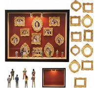 DIY Mini Gold Rahmen Silhouette Box, Shadow Box Rahmen Set mit 8 Figure & 11 Gold Rahmen Feiern Sie einzigartige Erinnerungen im Stil für JubiläHochzeit, Geburtstag und Home Decor (Rot)