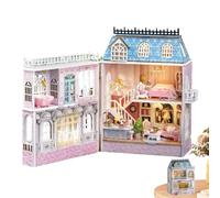 DIY Mini House Kit - Handmade Wooden Warm Manor | Miniature Craft | 280g Wooden Model, 8.5x6.2x9.8cm Closed, 16x13cm Open, Warm Manor Theme, Opening And Closing Structure, Creative Handmade