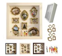 DIY Mini Museum Silhouette Box - Celebrate Your Unique Memories in Style,Creative Custom Photo Family Memory Display Frame Set with Gold Mini Frames & Figurines (White)