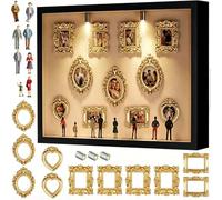 DIY Mini Museum Silhouette Box, DIY Mini Museum Bilderrahmen Mi ni Figuras, Mi ni Personas Figuras Mu-seum Bilderrahmen mit Goldener Rahmen & LED Licht Mi-ni für Jahrestag, Hochzeit, Heimdekoration