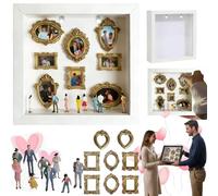 DIY Mini Museum Silhouette Box,Upgrade Shadow Box Frame Kit with Gold Miniature Museum & Figurines,DIY Photo Family Memory Display Case Frame Silhouette Boxs,for Aniversary,Wedding,Birthday & Home