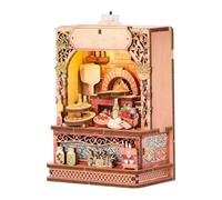 DIY Mini Wooden House Fridge Magnet - Puzzle with LED Light | Magnetic Snap-Build Kit, Miniature Room Diorama, Kids Craft Gift, Desk Shelf Fridge Party Favor Decor