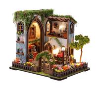 DIY Miniature House Kit Detallado Luz Cálida Madera Creativa | Modelo de muebles de madera para libros, escritorio, mesa, armario, dormitorio, salón, estudio para oficina, salón, estudio,