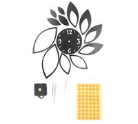 DIY Mirror Wall Clock Stickers Modern Home Decor Self Adhesive Wall Clock Stickers for Living Room Bedroom Office Decoration 15x15cm PVC Material 13PCS (Negra)