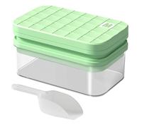 DIY moldes de hielo, Molde for bloques de hielo multicolor de 56 ranuras con tapa, recipiente de almacenamiento y cuchara for whisky y vodka(Green)