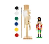 DIY Nutcracker To Paint - Wooden Doll Painting Set, Paint Your Own Nutcracker with Paints and Brushes | Unfinished Nutcrackers DIY Craft for Kids Adults | Gift Idea for Christmas Party, Holiday Decor