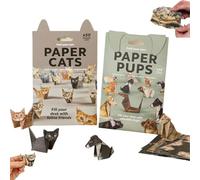 Diy Paper Cats,50 Pcs Diy Paper Cats Craft Kit,fun 3d Paper Dog & Cat & Dinosaur Models,Creative Origami Animal Kit,Desk Decor, Fun Craft Activity for Adults & Kids-2pcs
