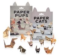 DIY Paper Cats Kit, 100 Hojas de Papel 3D Cats Origami Gato/Perro/Dinosaurio Papel Navidad Regalos para amantes de los gatos Adultos Niños Amantes de los Animales (gatos + perros (50 cada uno)