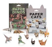 DIY Paper Cats Kit, 100 Hojas de Papel 3D Cats Origami Gato/Perro/Dinosaurio Papel Navidad Regalos para amantes de los gatos Adultos Niños Amantes de los Animales (gatos + dinosaurios (50 cada uno)