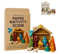 DIY Paper Nativity Scene, 3D Origami Paper Craft Kit, Christmas Origami Craft Set with Jesus Angel & Animal, Origami Kit for Beginners Perfect for Christmas Decorations, Family Activities (a)
