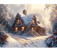 DIY Pintar por Numeros Adultos, CabañAs De Madera Y Nieve, Colorear Principiantes Numeros Adultos Kit, Pinceles y Acrilicos Pigmentos, para Decoración de Hogar, Sin Marco 80x110cm WM7L-535