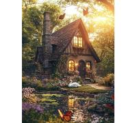 DIY Pintar por Numeros Adultos, ConstruccióN De CabañAs De Madera, Colorear Principiantes Numeros Adultos Kit, Pinceles y Acrilicos Pigmentos, para Decoración de Hogar, Sin Marco 60x80cm WM7L-532