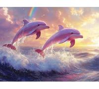 DIY Pintar por Numeros Adultos, Delfines Del Mar, Colorear Principiantes Numeros Adultos Kit, Pinceles y Acrilicos Pigmentos, para Decoración de Hogar, Sin Marco 100x130cm WM7L-53