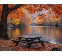 DIY Pintar por Numeros Adultos, Estanque De Hojas CaíDas, Colorear Principiantes Numeros Adultos Kit, Pinceles y Acrilicos Pigmentos, para Decoración de Hogar, Sin Marco 90x120cm WM7L-392