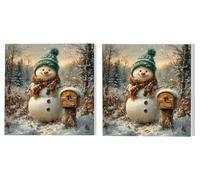 DIY Pintar por Numéros Adultos Juego de 2 Piezas, BuzóN De MuñEcos De Nieve, Adulte Numeros Colorear Kit, Pinceles y Acrilicos Pigmento, para Decoración del Hogar, Regalo de Mujer 60x60cm L7DY-860