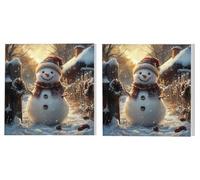 DIY Pintar por Numéros Adultos Juego de 2 Piezas, Casa De MuñEcos De Nieve, Adulte Numeros Colorear Kit, Pinceles y Acrilicos Pigmento, para Decoración del Hogar, Regalo de Mujer 80x80cm L7DY-855