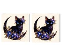 DIY Pintar por Numéros Adultos Juego de 2 Piezas, Gato De Ojos Azules, Adulte Numeros Colorear Kit, Pinceles y Acrilicos Pigmento, para Decoración del Hogar, Regalo de Mujer 100x100cm L7DY-445