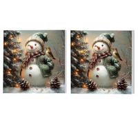 DIY Pintar por Numéros Adultos Juego de 2 Piezas, PiñOnes MuñEcos De Nieve, Adulte Numeros Colorear Kit, Pinceles y Acrilicos Pigmento, para Decoración del Hogar, Regalo de Mujer 80x80cm L7DY-859