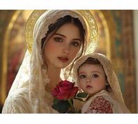 DIY Pintar por Numeros Adultos, La Rosa De La Virgen MaríA, Colorear Principiantes Numeros Adultos Kit, Pinceles y Acrilicos Pigmentos, para Decoración de Hogar, Sin Marco 80x110cm WM7L-707