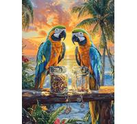 DIY Pintar por Numeros Adultos, Loros Coloridos, Colorear Principiantes Numeros Adultos Kit, Pinceles y Acrilicos Pigmentos, para Decoración de Hogar, Sin Marco 100x130cm WM7L-803