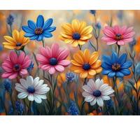 DIY Pintar por Numeros Adultos, Margaritas De Colores, Colorear Principiantes Numeros Adultos Kit, Pinceles y Acrilicos Pigmentos, para Decoración de Hogar, Sin Marco 80x110cm WM7L-25