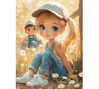 DIY Pintar por Numeros Adultos, NiñOs De Flores, Colorear Principiantes Numeros Adultos Kit, Pinceles y Acrilicos Pigmentos, para Decoración de Hogar, Sin Marco 60x80cm WM7L-197