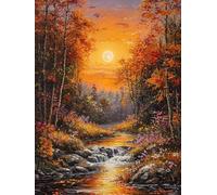 DIY Pintar por Numeros Adultos, Resplandor De La Noche En El Bosque, Colorear Principiantes Numeros Adultos Kit, Pinceles y Acrilicos Pigmentos, para Decoración de Hogar, Sin Marco 40x50cm WM7L-665