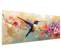 DIY Pintura de Diamante para Adultos Colibrí, 5D Diamond Painting Kit Completo Flor, Diamond Art Manualidades Adultos, Pintar con Diamantes Punto de Cruz para Decoracion Pared, Regalo 250x100cm B-79