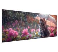 DIY Pintura de Diamante para Adultos Flor, 5D Diamond Painting Kit Completo Gato, Diamond Art Manualidades Adultos, Pintar con Diamantes Punto de Cruz para Decoracion Pared, Regalo Mujer 100x40cm B-7