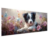 DIY Pintura de Diamante para Adultos Flor, 5D Diamond Painting Kit Completo Perro, Diamond Art Manualidades Adultos, Pintar con Diamantes Punto de Cruz para Decoracion Pared, Regalo Mujer 80x30cm A-24